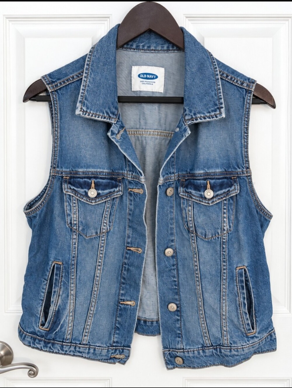 Old Navy Blue Denim Vest Sz Med